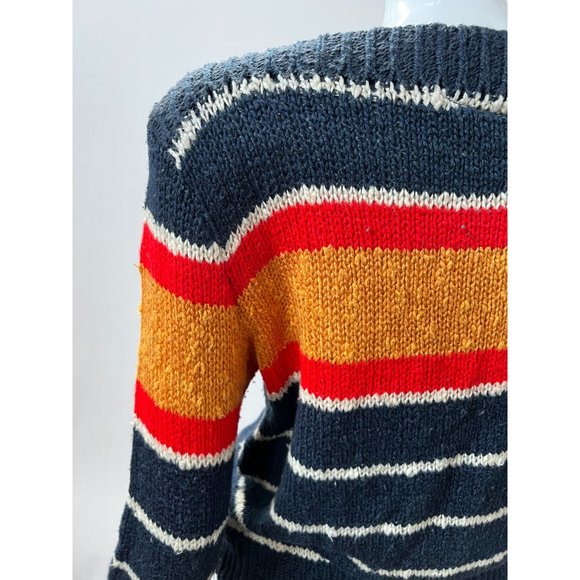 Liz Claiborne Vintage Stripe Sweater  M Blue  Stripe Cotton Blend - Picture 12 of 16